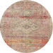 Round Traditional Rust Pink Medallion Rug, tr3779