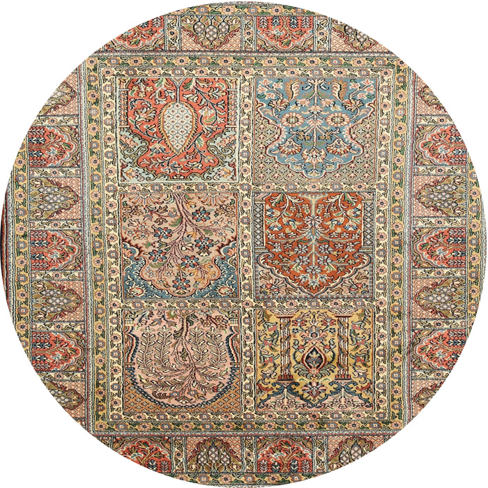 Round Traditional Chestnut Brown Persian Rug, tr377