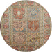 Round Traditional Chestnut Brown Persian Rug, tr377