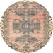 Round Traditional Brown Persian Rug, tr3781