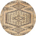 Round Traditional Dark Gold Brown Persian Rug, tr3782