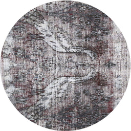 Round Traditional Gray Persian Rug, tr3783