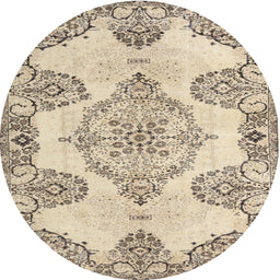 Round Traditional Dark Almond Brown Medallion Rug, tr3784