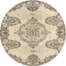 Round Traditional Dark Almond Brown Medallion Rug, tr3784