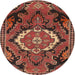 Round Traditional Rust Pink Medallion Rug, tr3786