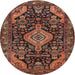 Round Traditional Gold Brown Persian Rug, tr3787