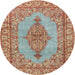 Round Traditional Sage Green Persian Rug, tr3788