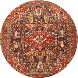 Square Machine Washable Traditional Bronze Brown Rug, wshtr3789