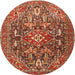 Square Machine Washable Traditional Bronze Brown Rug, wshtr3789