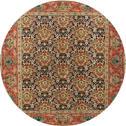 Square Machine Washable Traditional Saffron Red Rug, wshtr3790