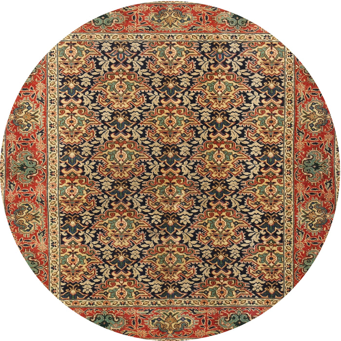 Square Machine Washable Traditional Saffron Red Rug, wshtr3790