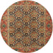 Square Machine Washable Traditional Saffron Red Rug, wshtr3790