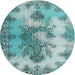 Square Machine Washable Traditional Sea Green Rug, wshtr3793