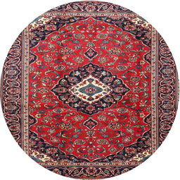Round Traditional Rose Purple Medallion Rug, tr3794