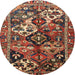 Square Machine Washable Traditional Saffron Red Rug, wshtr3797