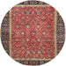 Round Traditional Saffron Red Persian Rug, tr3798