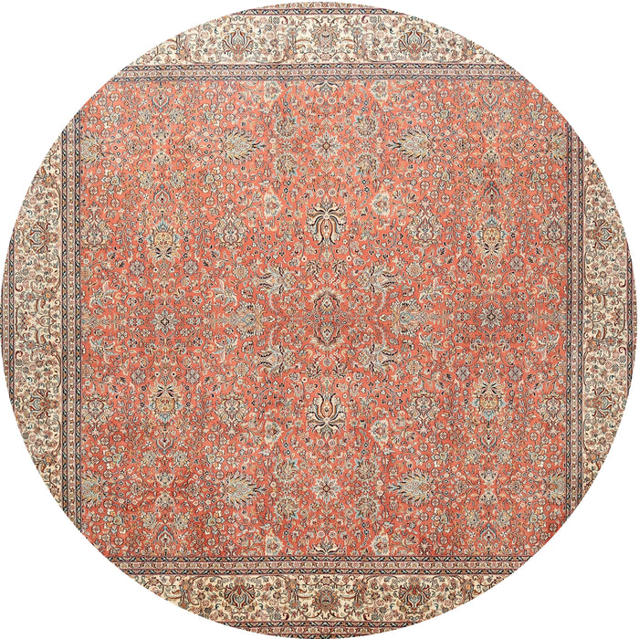 Round Traditional Brown Persian Rug, tr379