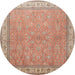 Square Machine Washable Traditional Brown Rug, wshtr379