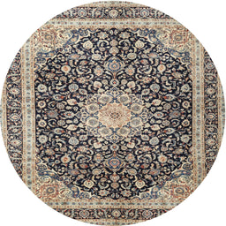 Round Traditional Charcoal Gray Persian Rug, tr3800