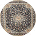 Round Traditional Charcoal Gray Persian Rug, tr3800