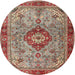 Round Traditional Light French Beige Brown Persian Rug, tr3801