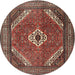 Round Traditional Saffron Red Persian Rug, tr3802