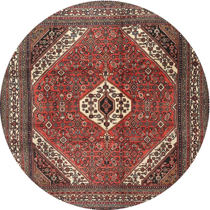 Square Machine Washable Traditional Saffron Red Rug, wshtr3802