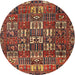 Round Traditional Red Persian Rug, tr3803