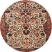 Round Traditional Saffron Red Persian Rug, tr3804