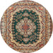 Round Traditional Reddish Brown Medallion Rug, tr3805