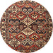 Round Traditional Brown Persian Rug, tr3806