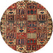 Round Traditional Saffron Red Persian Rug, tr3807