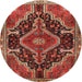 Round Traditional Rust Pink Persian Rug, tr3809