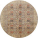 Round Traditional Sienna Brown Persian Rug, tr380