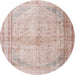 Round Traditional Light Copper Gold Persian Rug, tr3810