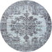 Round Traditional Light Steel Blue Persian Rug, tr3813