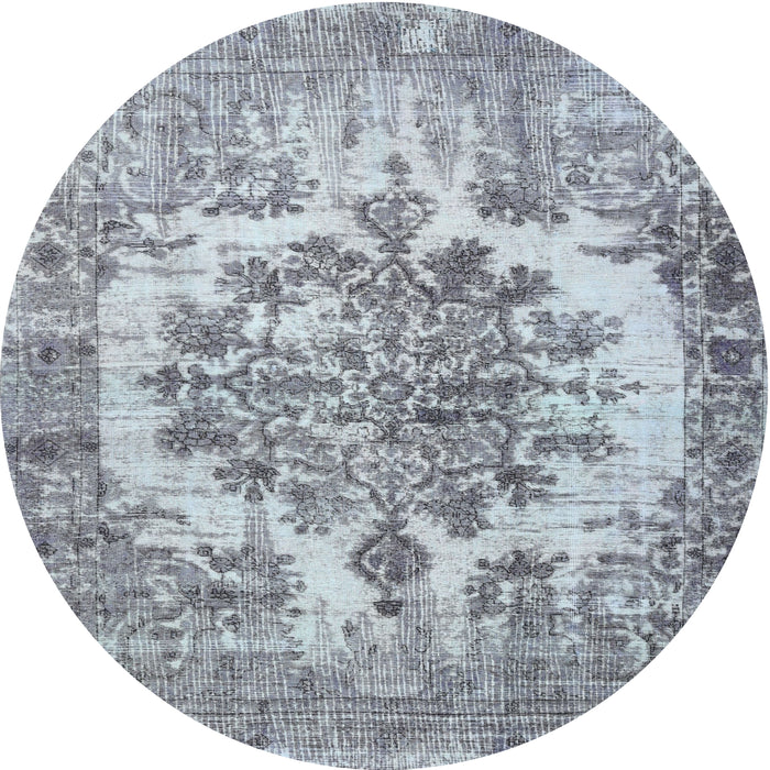 Square Machine Washable Traditional Light Steel Blue Rug, wshtr3813