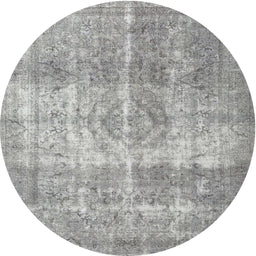Round Traditional Gray Persian Rug, tr3817