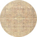 Round Traditional Brown Gold Persian Rug, tr3818