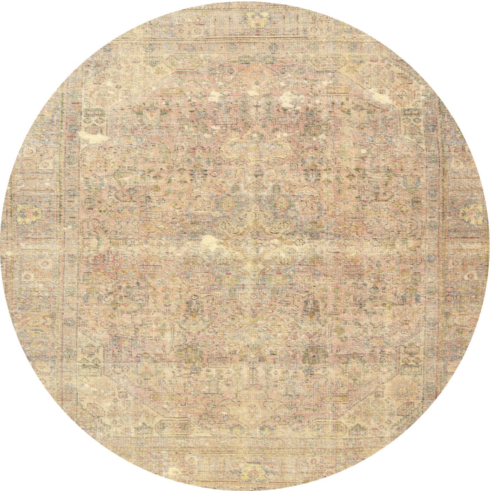 Square Machine Washable Traditional Brown Gold Rug, wshtr3818