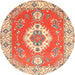 Round Traditional Red Medallion Rug, tr381