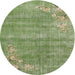 Round Traditional Olive Green Oriental Rug, tr3821