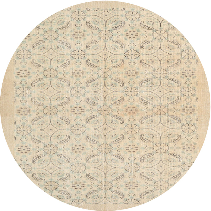 Round Traditional Deep Peach Orange Persian Rug, tr3822