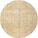 Round Traditional Brown Gold Persian Rug, tr3823