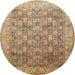 Square Machine Washable Traditional Sienna Brown Rug, wshtr382