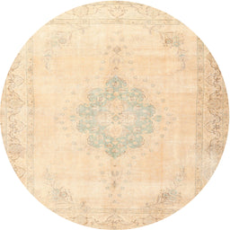 Round Traditional Khaki Gold Persian Rug, tr3832