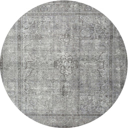 Round Traditional Granite Gray Persian Rug, tr3833