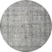 Square Machine Washable Traditional Granite Gray Rug, wshtr3833