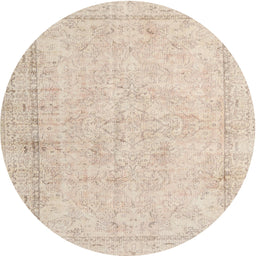 Round Traditional Deep Peach Orange Persian Rug, tr3836