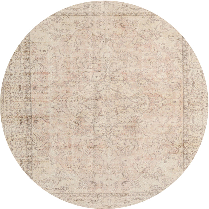 Round Traditional Deep Peach Orange Persian Rug, tr3836